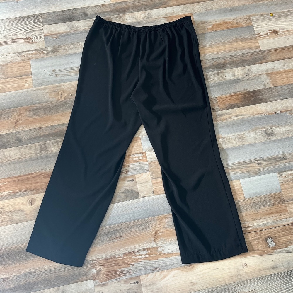 Chicos Black Pull On Elastic Waist Straight Leg Trousers Womens Size Large